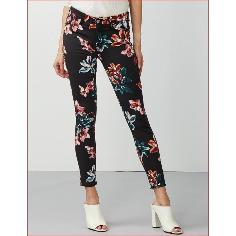 7 For all mankind women jeans super skinny USA black Flowers 24 MSRP $199